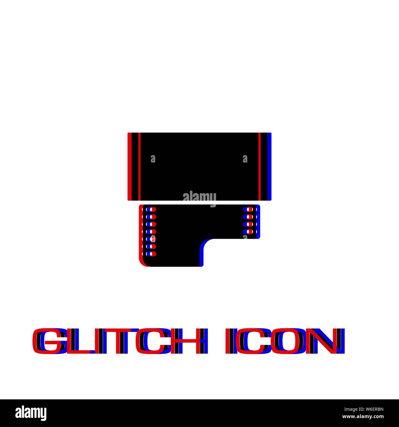 Icona di pellicola piana. Pittogramma di semplice - effetto di glitch. Illustrazione Vettoriale simbolo Illustrazione Vettoriale