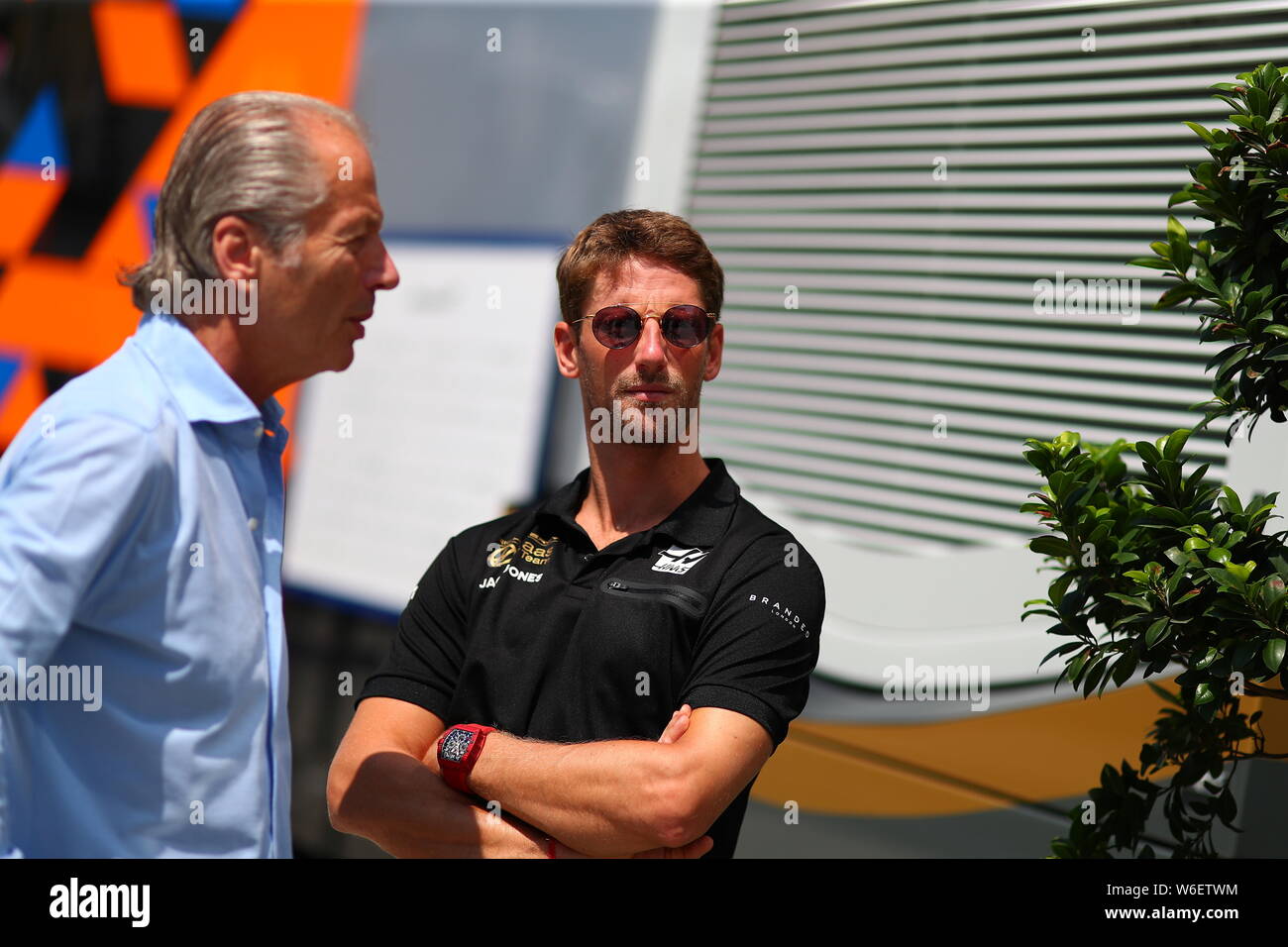 Budapest, Ungheria. 01 Ago, 2019. #08 Romain Grosjean, Haas Team di F1. GP di Ungheria, Budapest 2-4 agosto 2019 Credit: Indipendente Agenzia fotografica/Alamy Live News Foto Stock