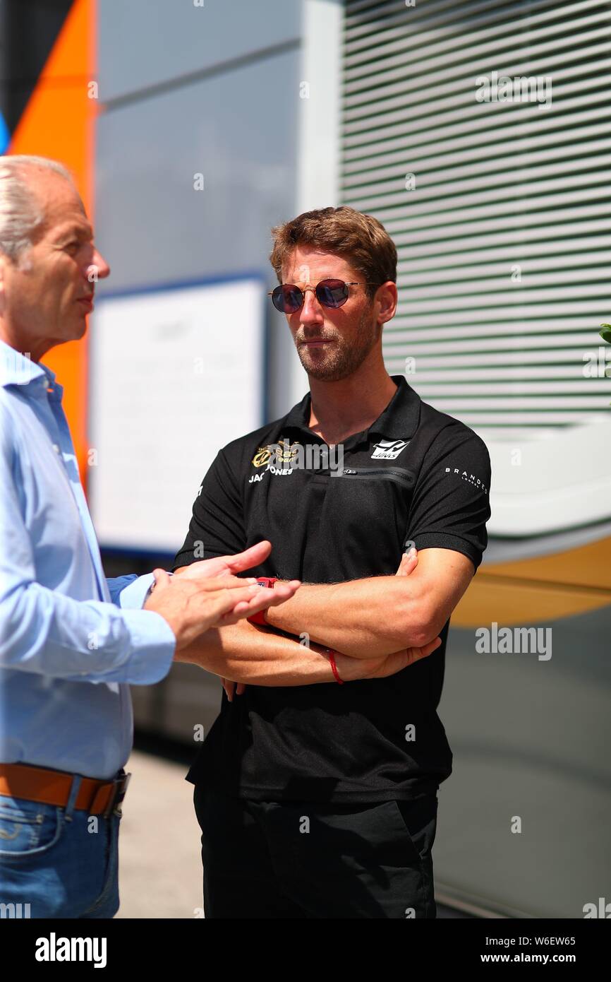 Budapest, Ungheria. 01 Ago, 2019. #08 Romain Grosjean, Haas Team di F1. GP di Ungheria, Budapest 2-4 agosto 2019 Credit: Indipendente Agenzia fotografica/Alamy Live News Foto Stock
