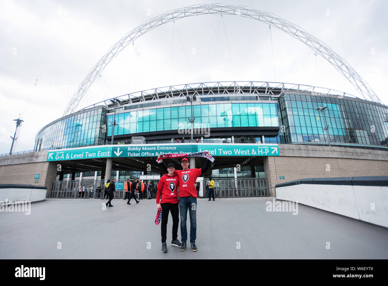 10/05/2019. Salford City FC battito Fylde AFC in 18/19 Lega Nazionale dei playoff finale per raggiungere EFL2. Foto Stock