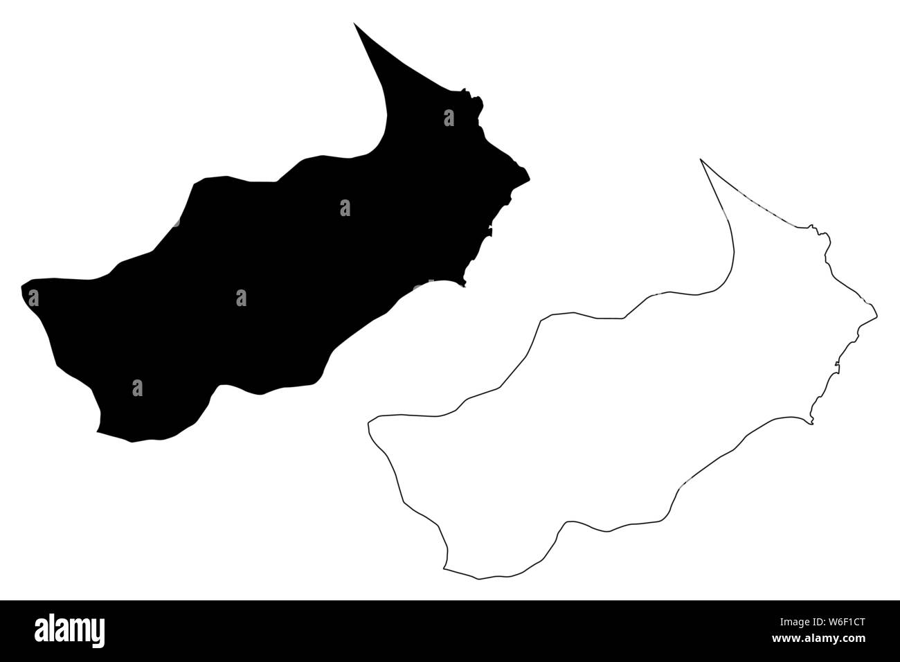 Governatorato di Tunisi (governatorati della Tunisia, Repubblica di Tunisia) mappa illustrazione vettoriale, scribble schizzo Tunisi mappa Illustrazione Vettoriale