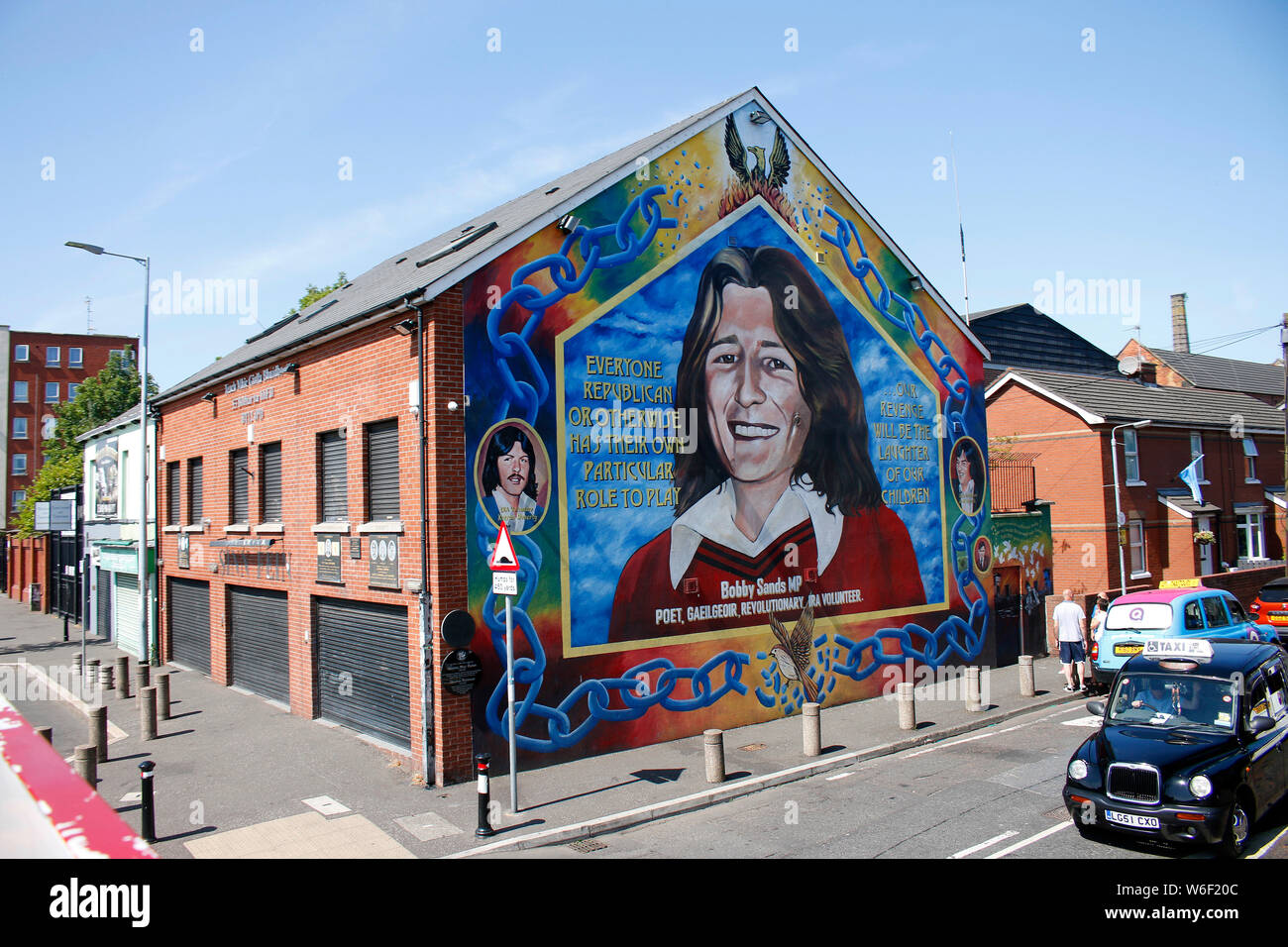 Bobby Sands murale, Belfast, Nordirland/ Irlanda del Nord (nur fuer redaktionelle Verwendung. Keine Werbung. Referenzdatenbank: http://www.360-berlin. Foto Stock