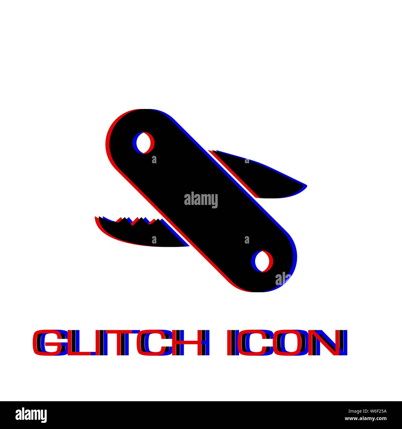 Icona Multitool piatta. Pittogramma di semplice - effetto di glitch. Illustrazione Vettoriale simbolo Illustrazione Vettoriale