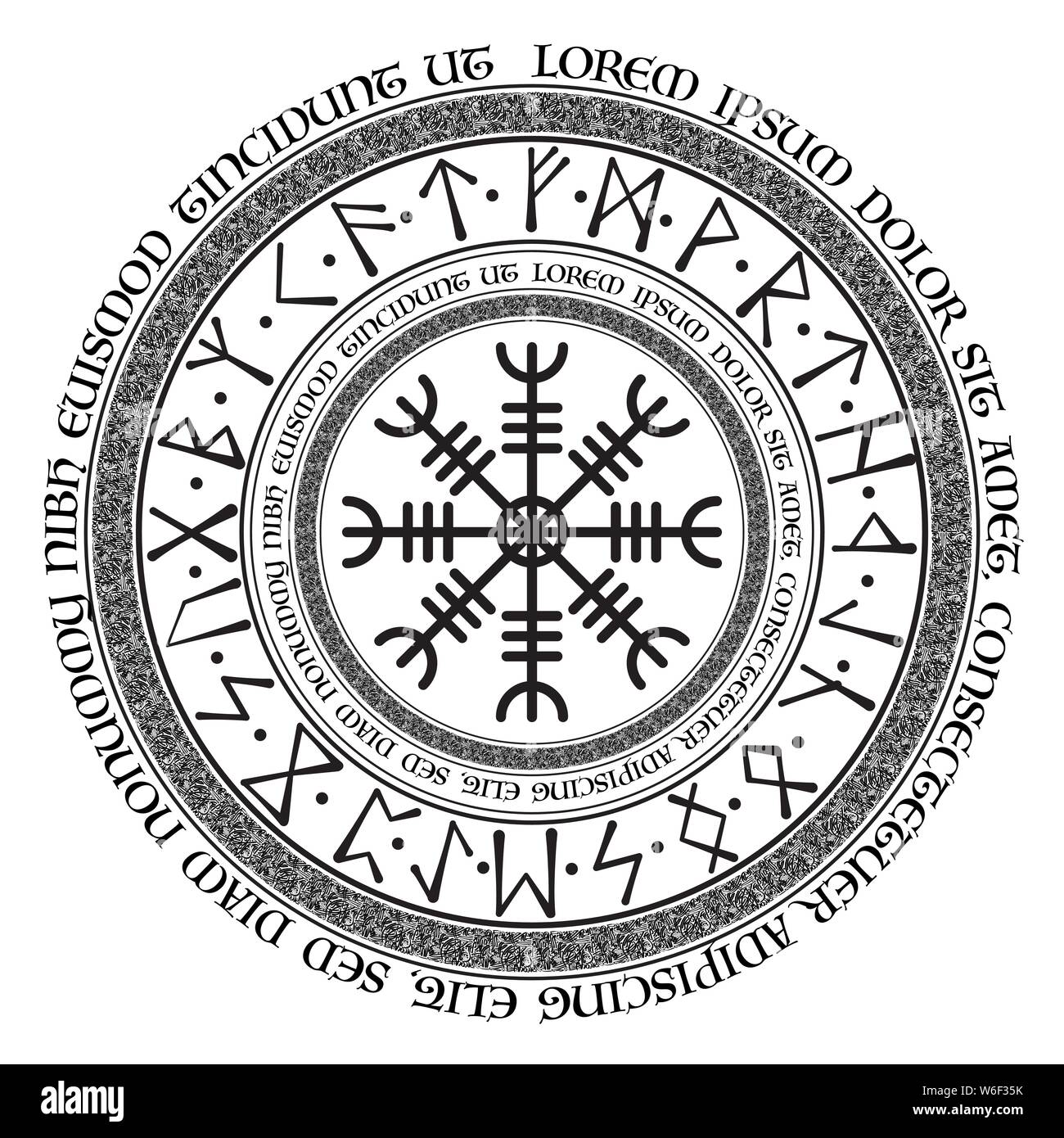 Vecchio runici Nordici grunge lettere simbolo isolato su sfondo bianco Illustrazione Vettoriale