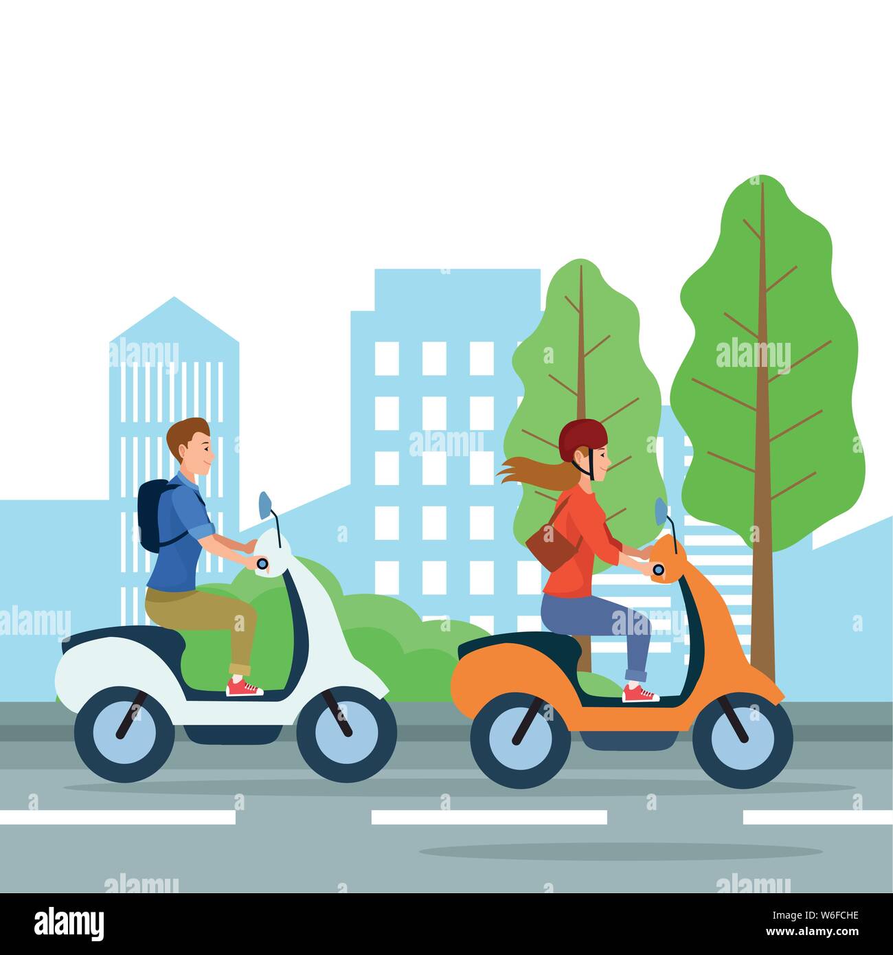 Città Trasporti e mobilità cartoni animati Illustrazione Vettoriale