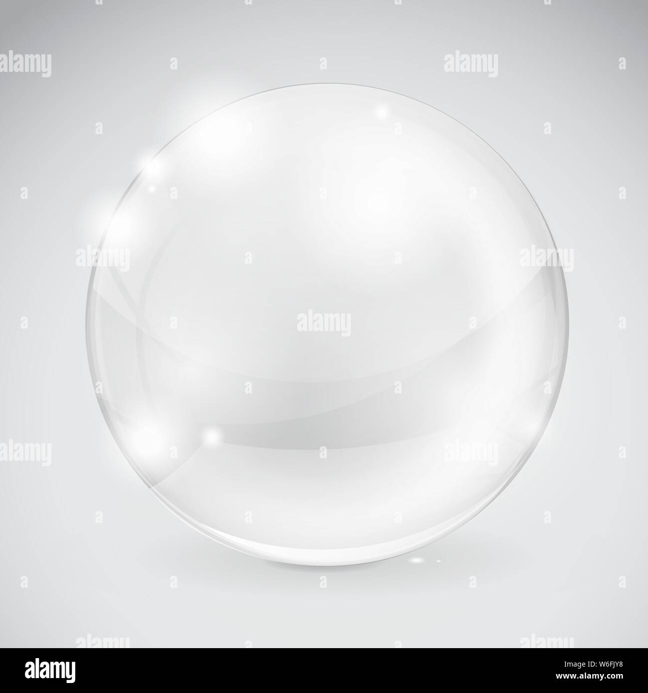 Vetro 3d sfera. Lucida sfera trasparente Illustrazione Vettoriale