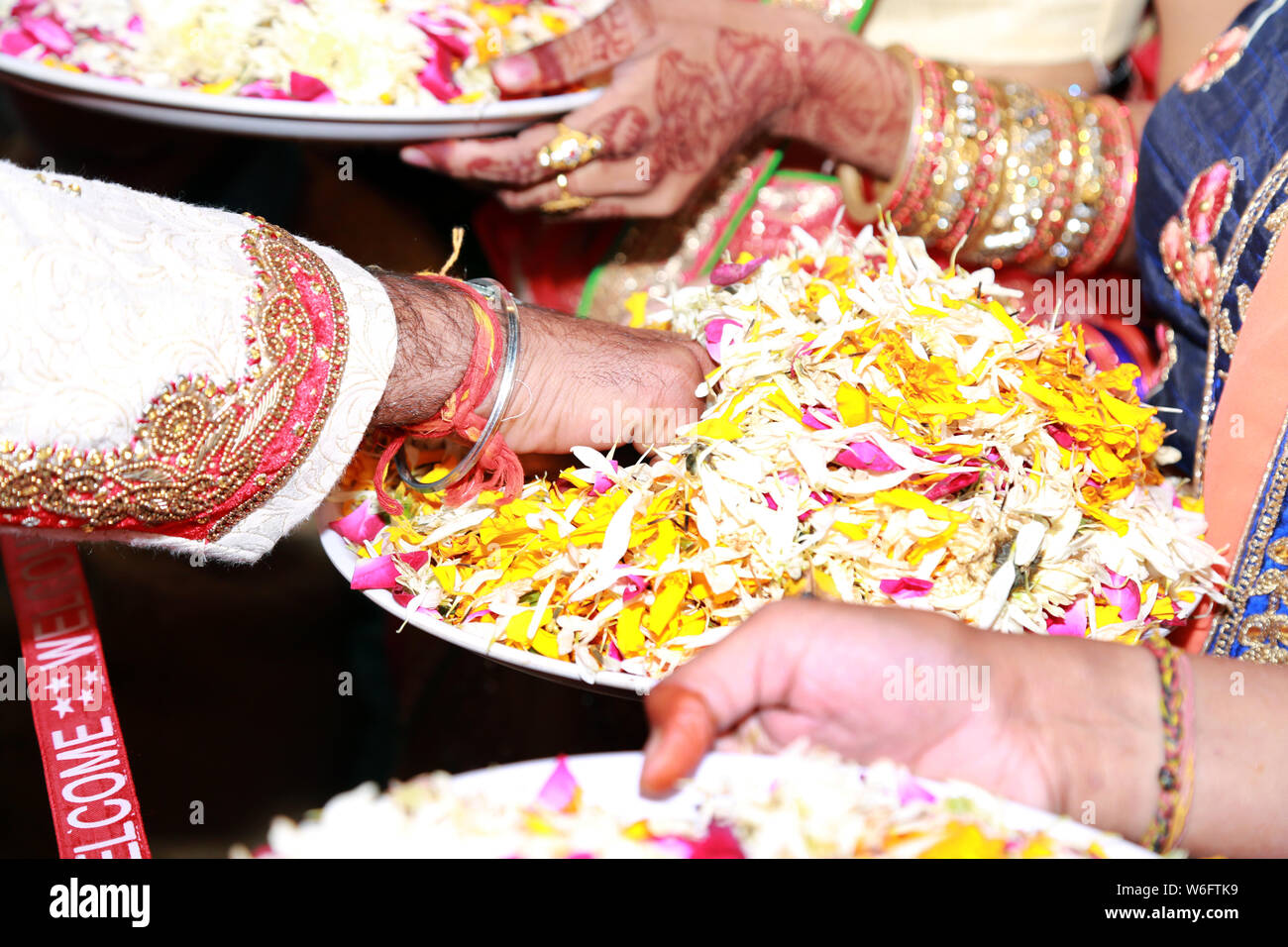 Indian rituale di nozze Cerimonia di benvenuto Foto Stock