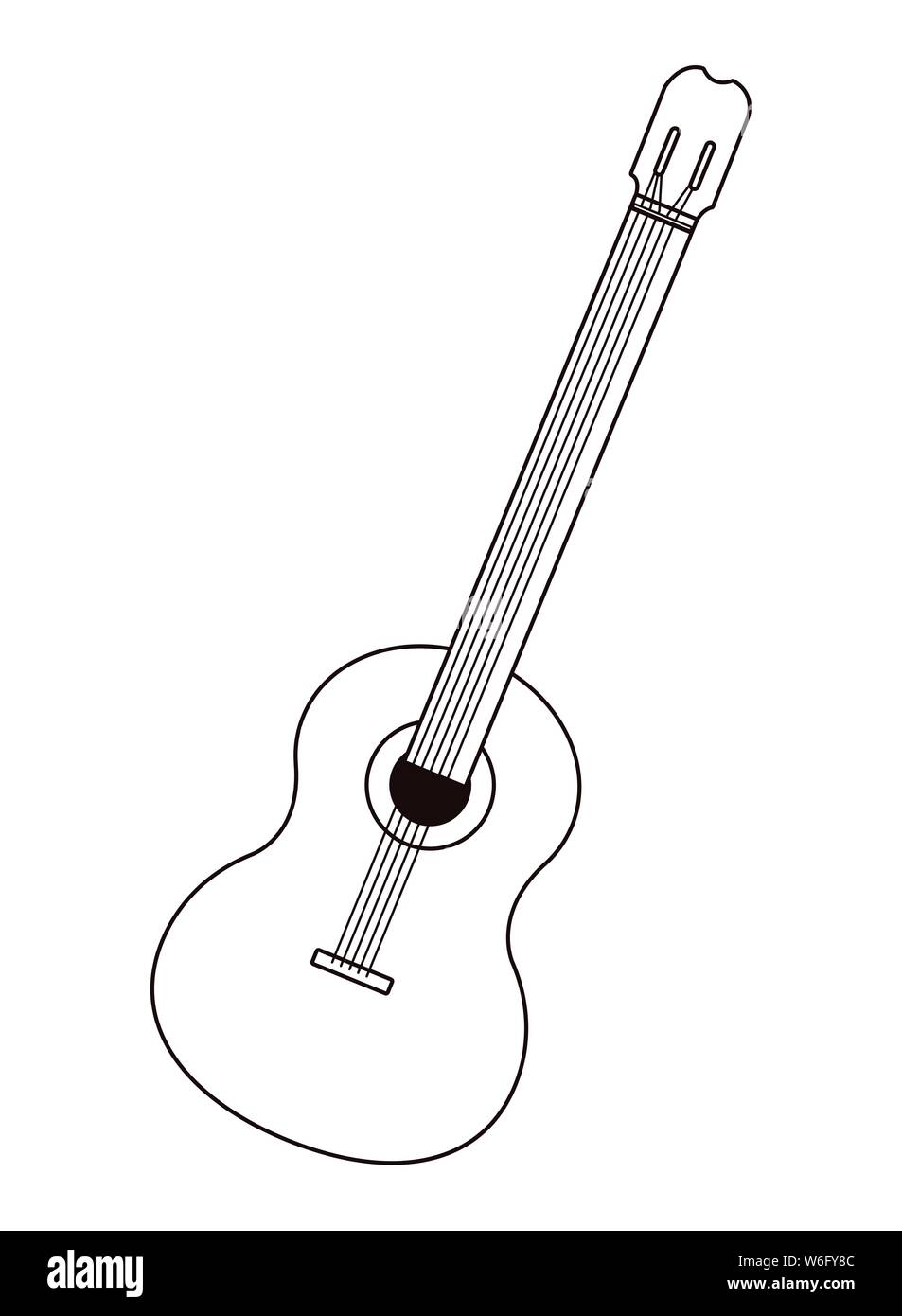 Chitarra acustica strumento musicale cartoon in bianco e nero Immagine e  Vettoriale - Alamy