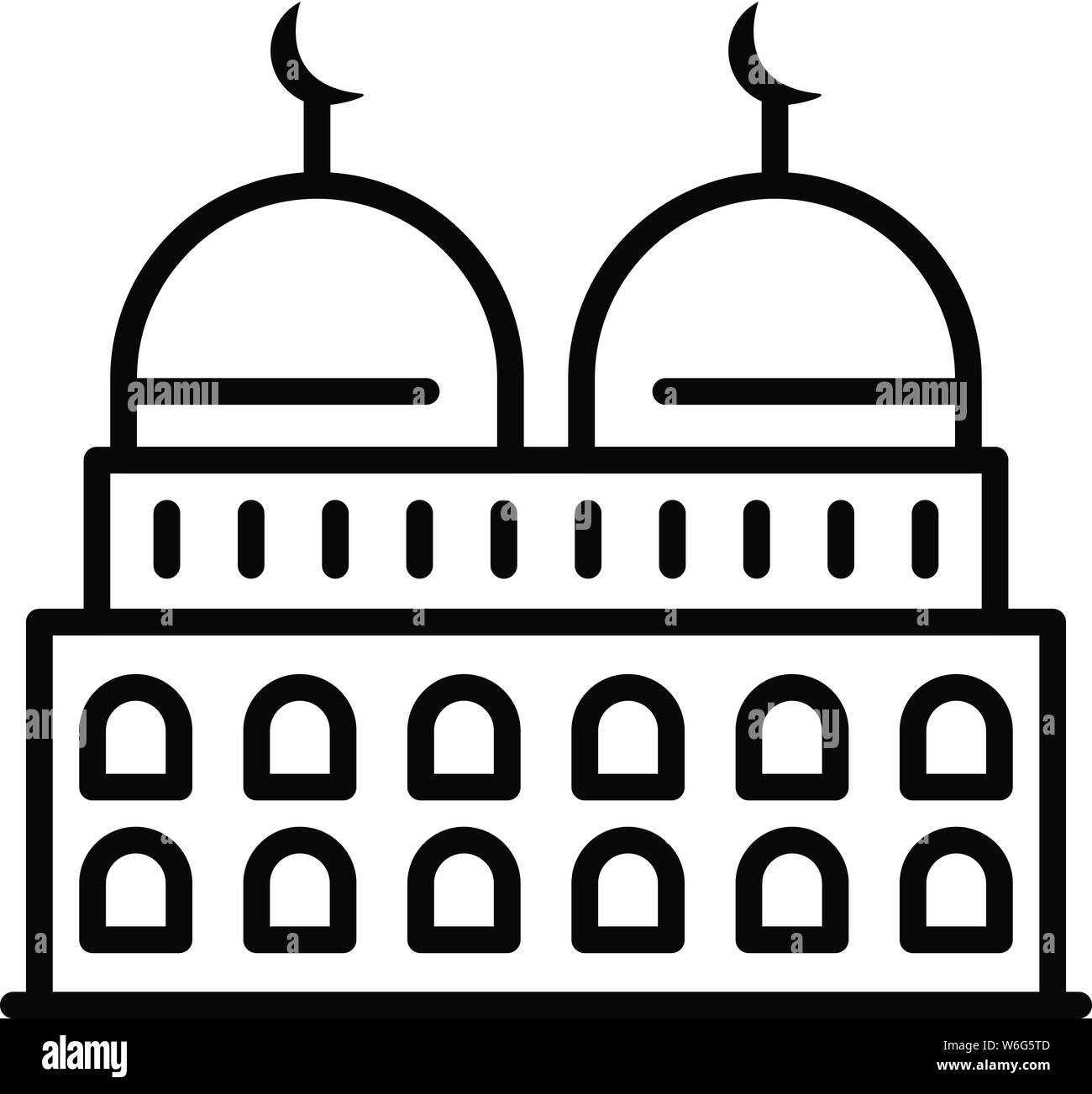 Due moschea a cupola, l'icona di stile di contorno Illustrazione Vettoriale