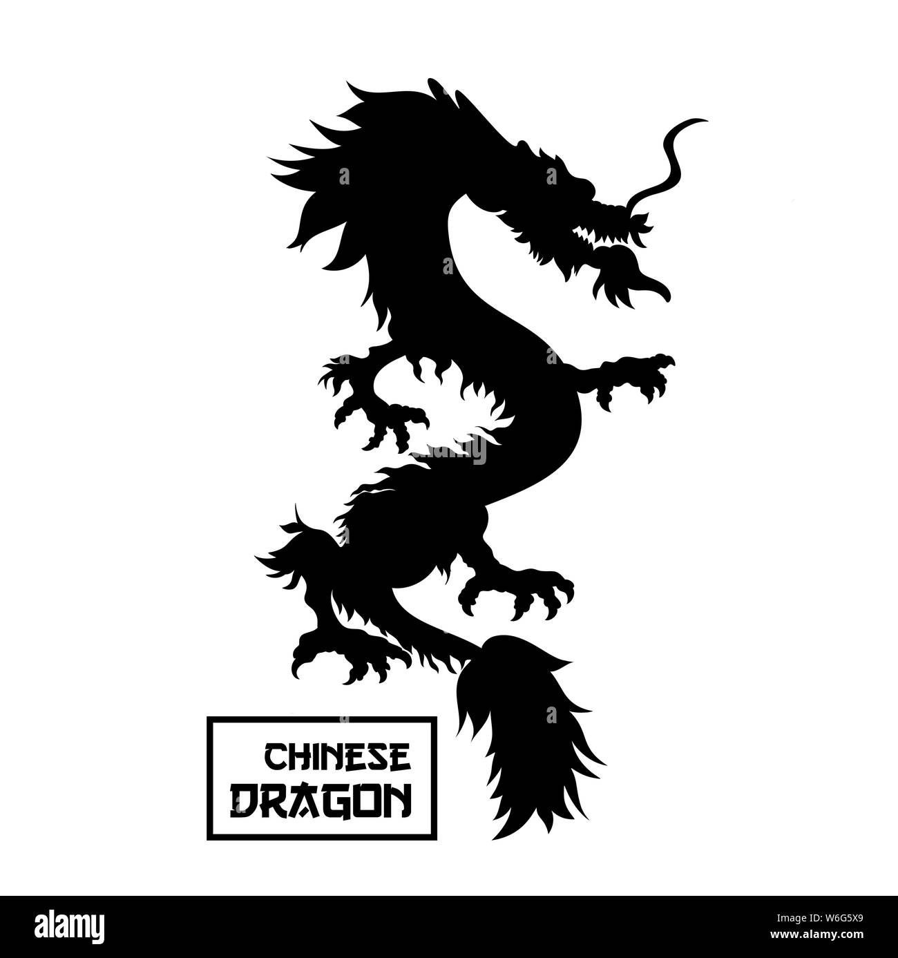 Cinese drago rosso disegnato a mano illustrazione. Mitologia asiatica serpente. Tradizionale mistica orientale creatura rossa con oro profilo di inchiostro. Il leggendario fantasy animale. Anno Nuovo Cinese greeting card design Illustrazione Vettoriale