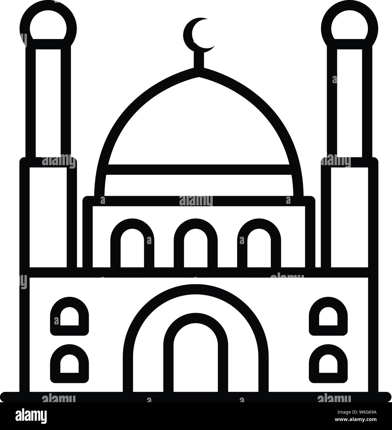Moschea turca, l'icona di stile di contorno Illustrazione Vettoriale