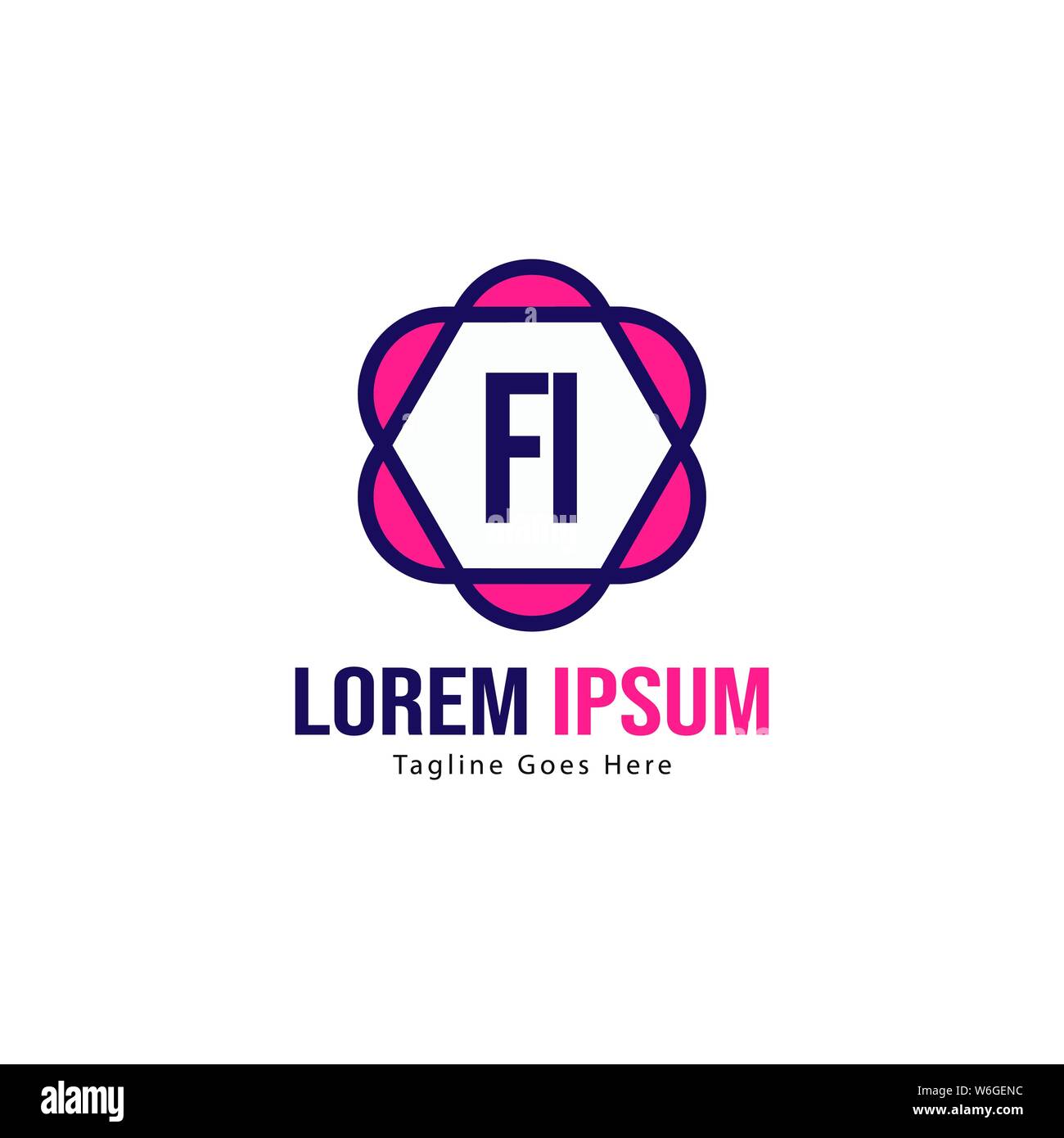 Iniziale logo FI Modello con telaio moderno. Minimalista lettera FI logo illustrazione vettoriale design Illustrazione Vettoriale
