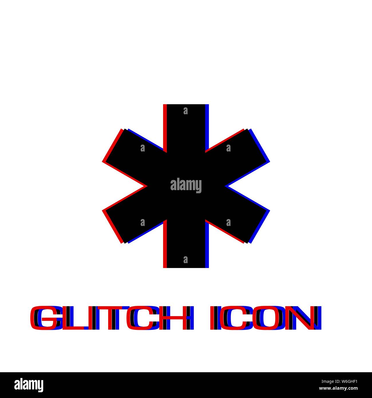 Icona mediche piatta. Pittogramma di semplice - effetto di glitch. Illustrazione Vettoriale simbolo Illustrazione Vettoriale
