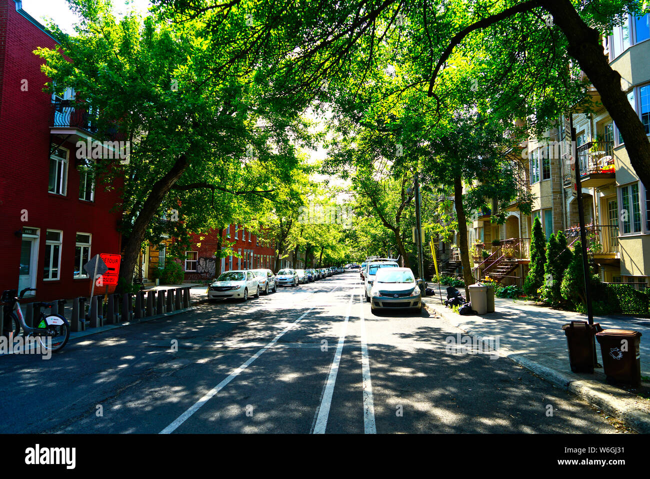 Montréal, Québec, Canada,Agosto 1,2019.Scene di Montreal del quartiere Plateau in estate.Montréal, Québec, Canada.Credit:Mario Beauregard/Alamy News Foto Stock