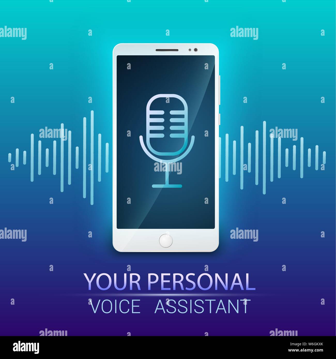 Il riconoscimento vocale. Assistente personale e il riconoscimento vocale. Il servizio di ricerca vocale, tecnologia di ricerca. Identificazione audio tecnologia. Illustrazione Vettoriale