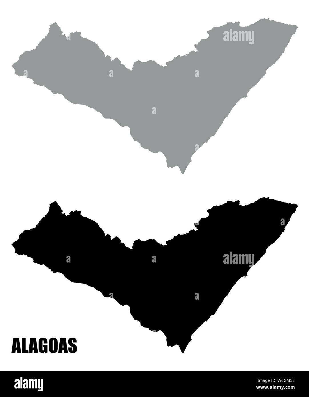 Stato di Alagoas silhouette mappe isolati su sfondo bianco Illustrazione Vettoriale