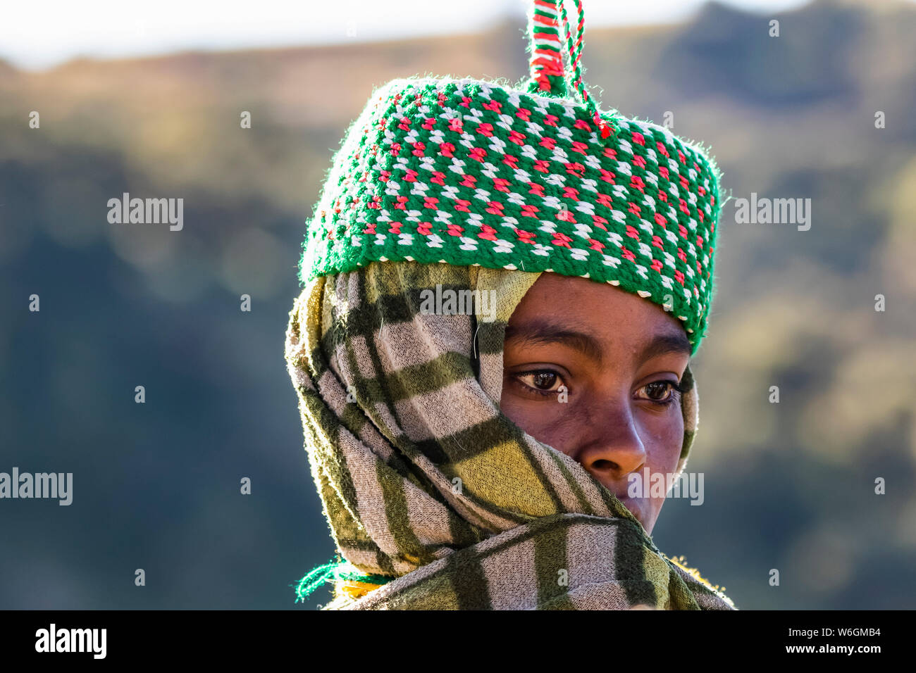 Donna etiope, Simien parco nazionale,; Amhara Region, Etiopia Foto Stock