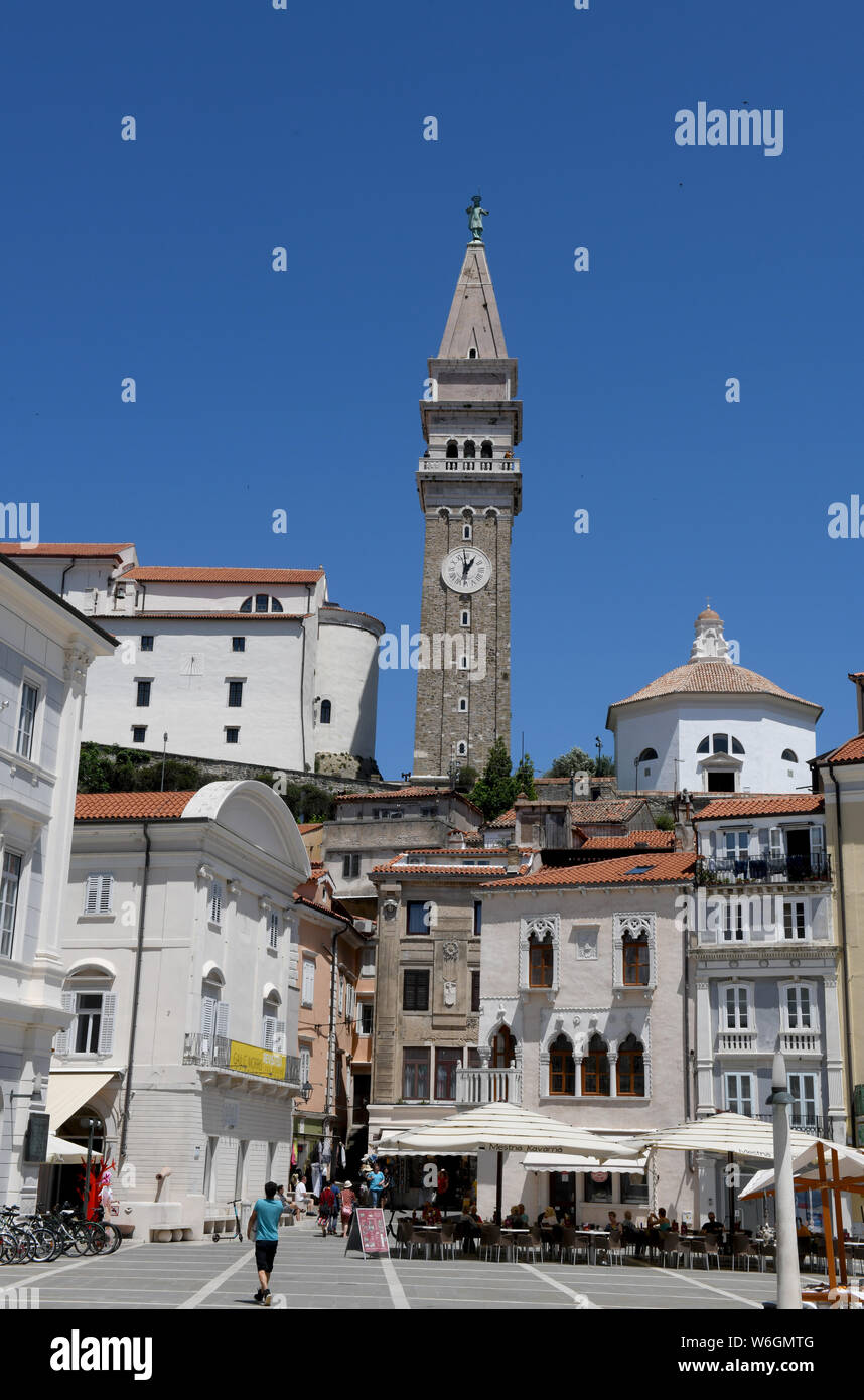 Tartini Square a Pirano, Slovenia Foto Stock