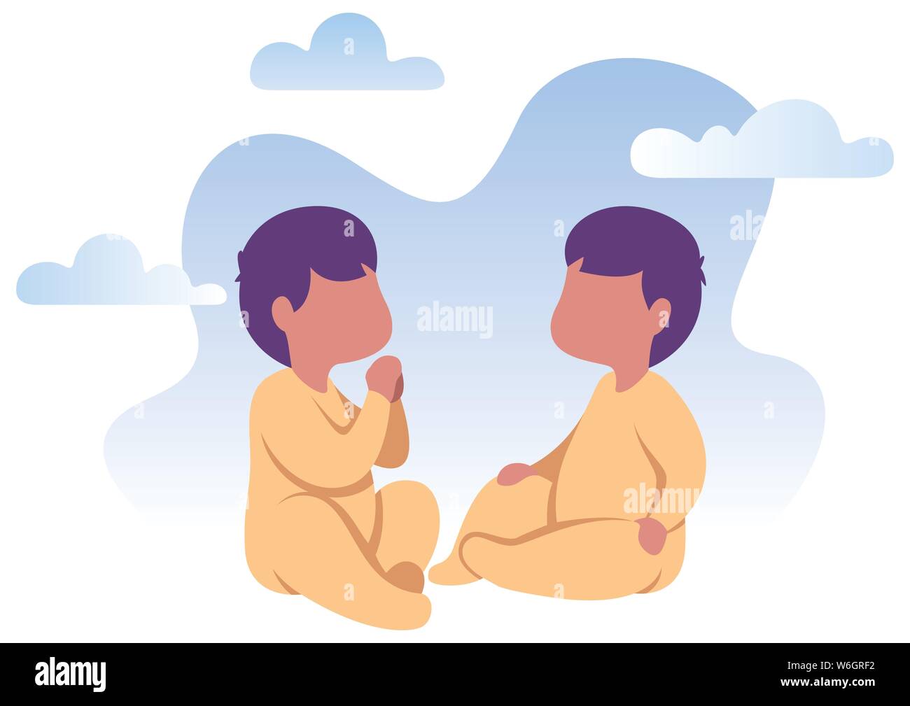 Baby Twins Design piatto Illustrazione Vettoriale