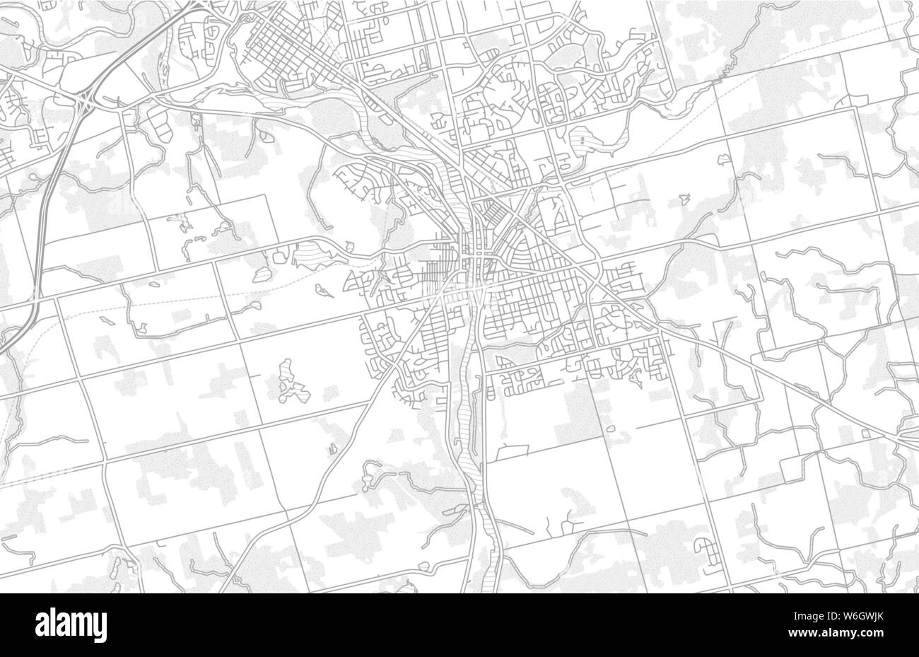 Cambridge, Ontario, Canada, luminoso delineato mappa vettoriale con le grandi e piccole strade e vie creato per una infografica sfondi. Illustrazione Vettoriale