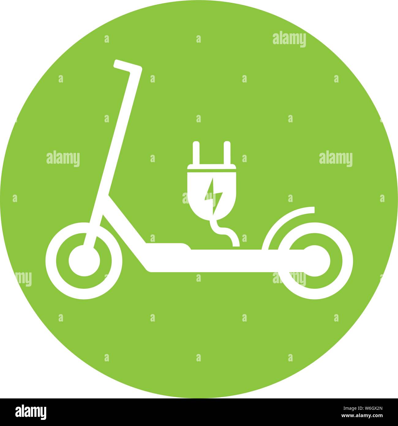 Spingere elettrico scooter e-scooter simbolo con plug illustrazione vettoriale Illustrazione Vettoriale