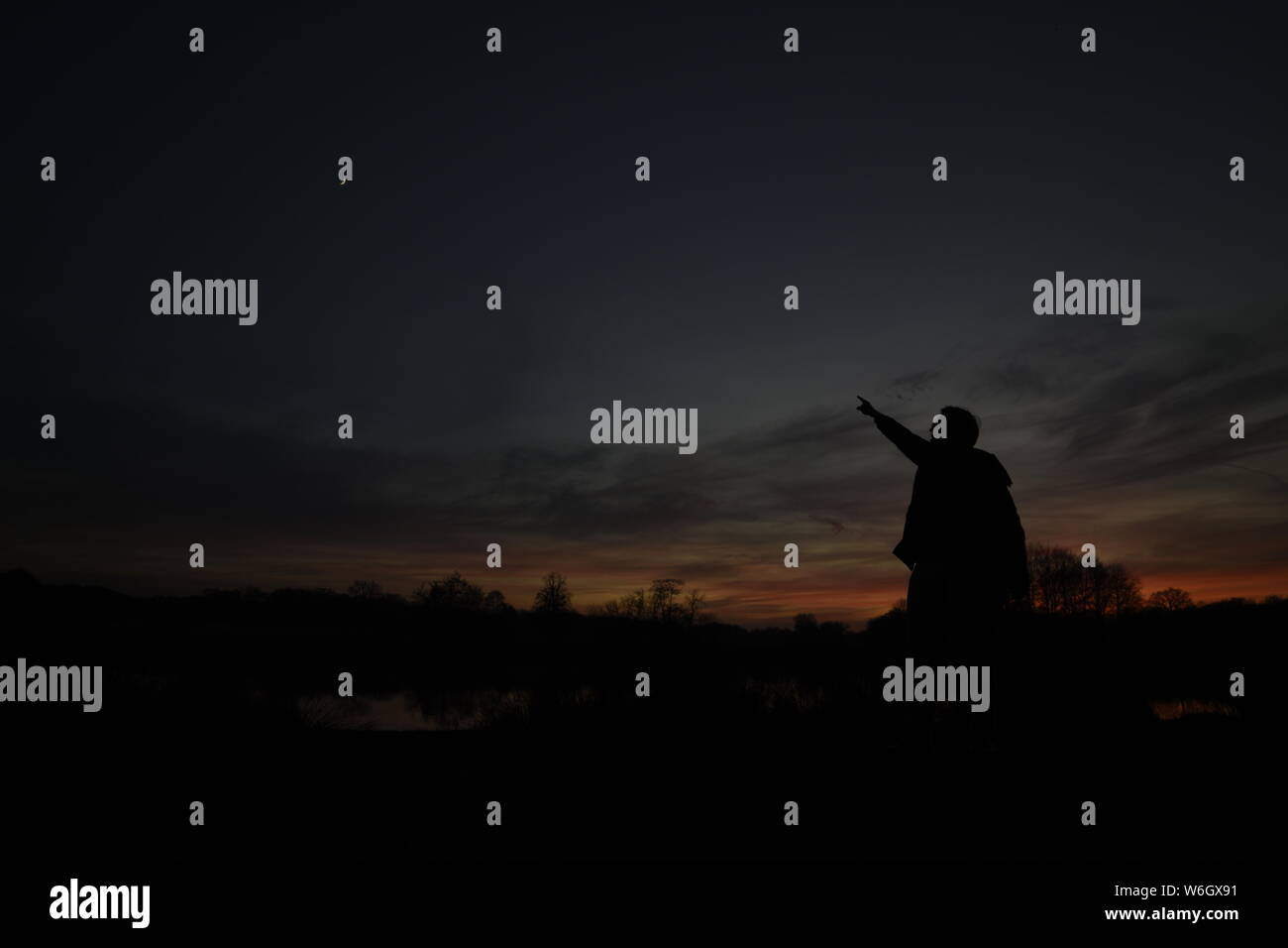 Il tramonto sulla città di Londra, Richmond Park. Foto Stock