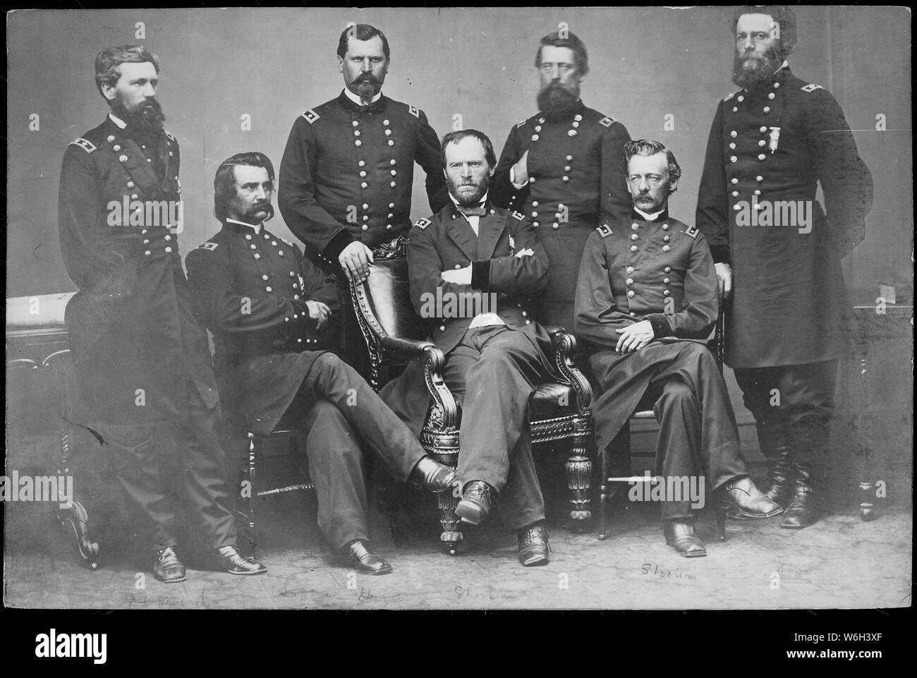 Gen. William T. Sherman, U.S.A. con la sua divisione dei comandanti. Foto Stock