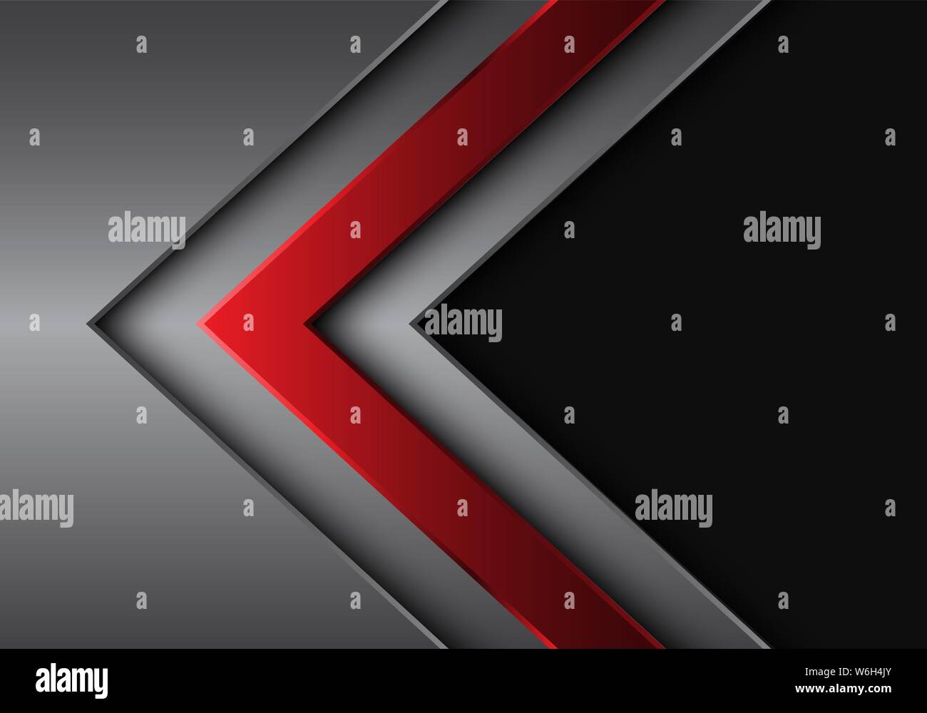 Abstract argento rosso nella direzione della freccia con il grigio blank space design moderno sfondo futuristico illustrazione vettoriale. Illustrazione Vettoriale