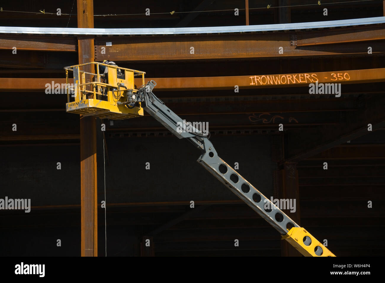 Lavoratore di ferro, Reval Casino Costruzione, Atlantic City Boardwalk, New Jersey, STATI UNITI D'AMERICA Foto Stock