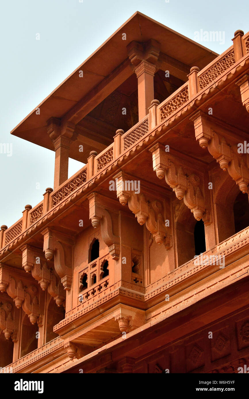 Jahangiri Mahal, palazzo di Jahangir, al Forte di Agra, India, Asia, Patrimonio Mondiale dell UNESCO Foto Stock