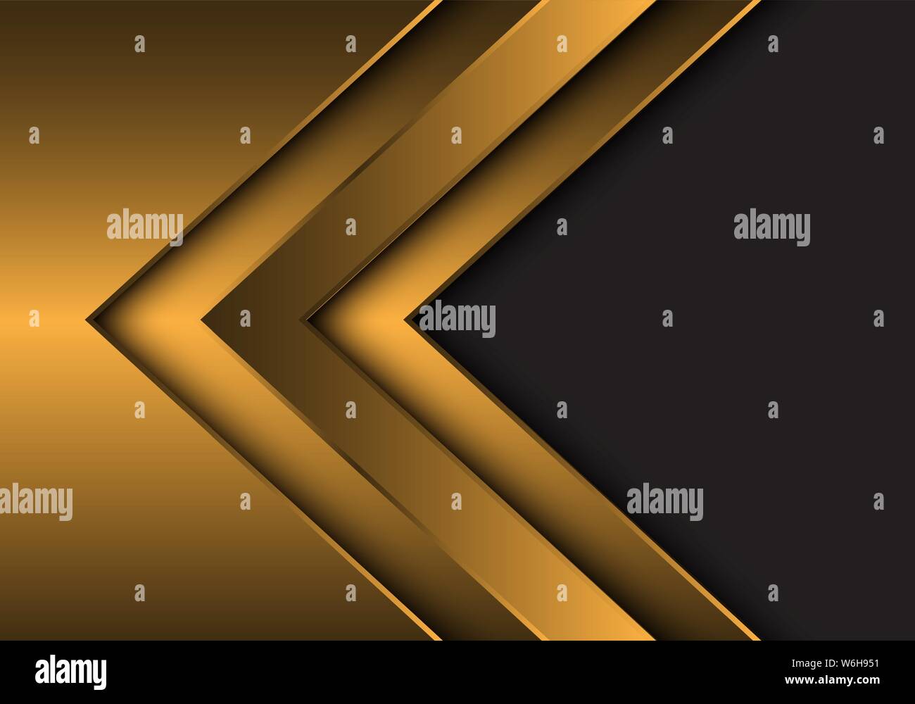 Abstract metallizzato oro nella direzione della freccia con il grigio blank space design moderno sfondo futuristico illustrazione vettoriale. Illustrazione Vettoriale