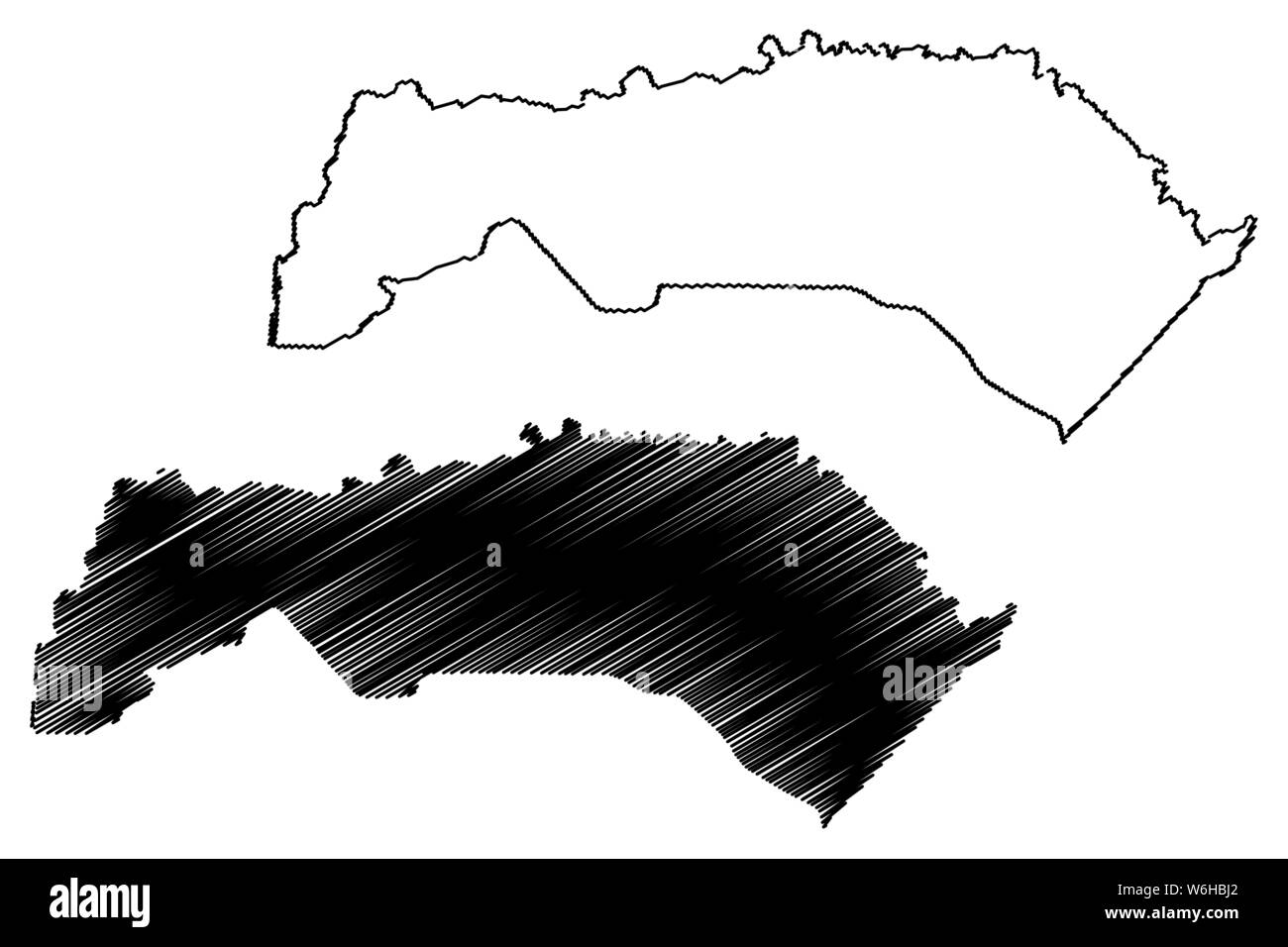 Saint-Louis regione (regioni del Senegal, Repubblica del Senegal) mappa illustrazione vettoriale, scribble schizzo Saint-Louis mappa Illustrazione Vettoriale