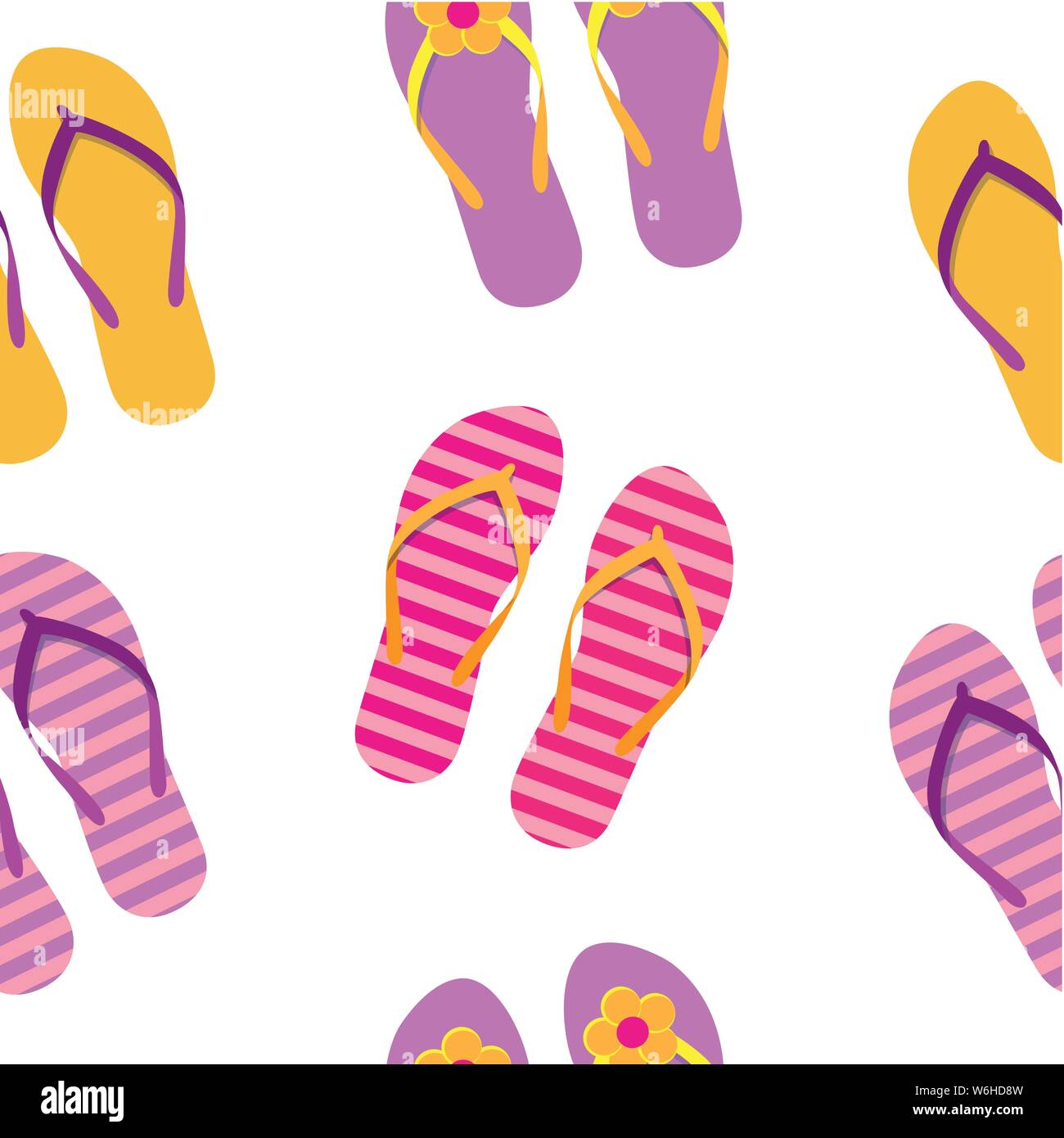 Modello senza cuciture colorate flip flop vacanze estate design su sfondo bianco illustrazione vettoriale EPS10 Illustrazione Vettoriale