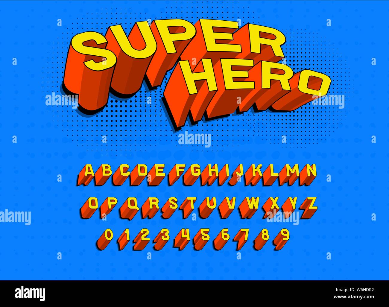 Comico gioco font per poster. La Pop art alfabeto retrò. Vintage futuristico 80 s il carattere tipografico, modificabile e stratificati. Vector Super Hero, moderno cromo lettere Illustrazione Vettoriale