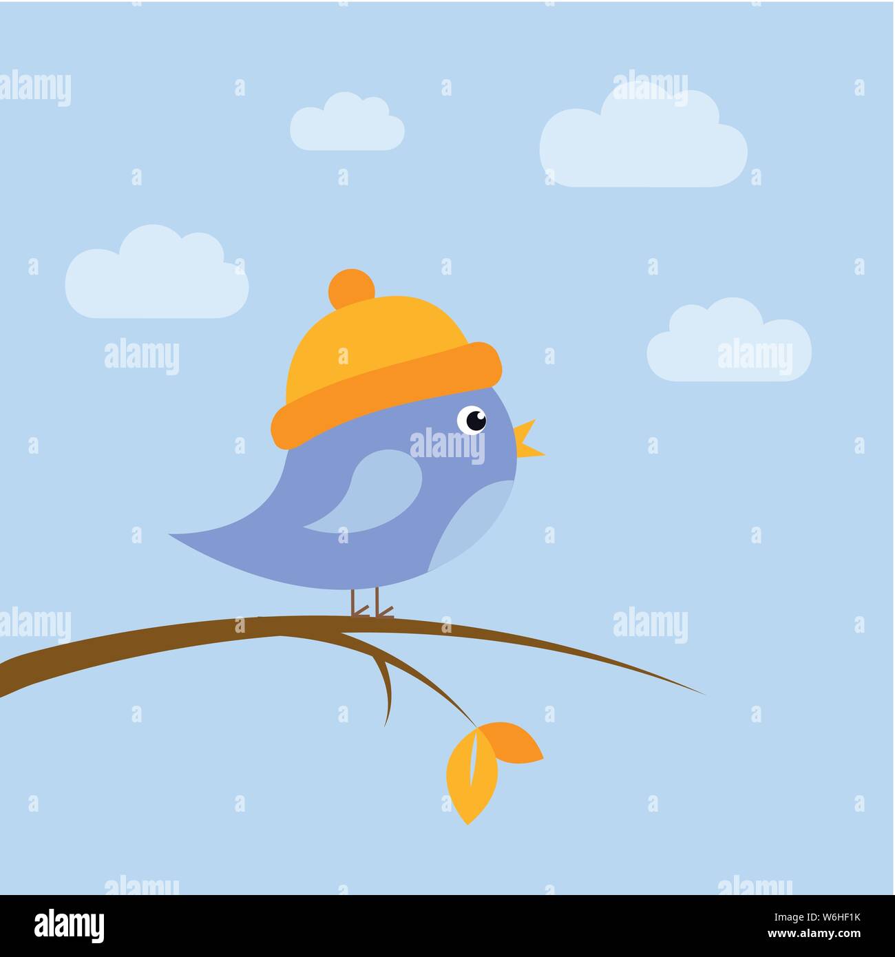 Piccolo grazioso uccello seduto su un ramo in autunno illustrazione vettoriale EPS10 Illustrazione Vettoriale