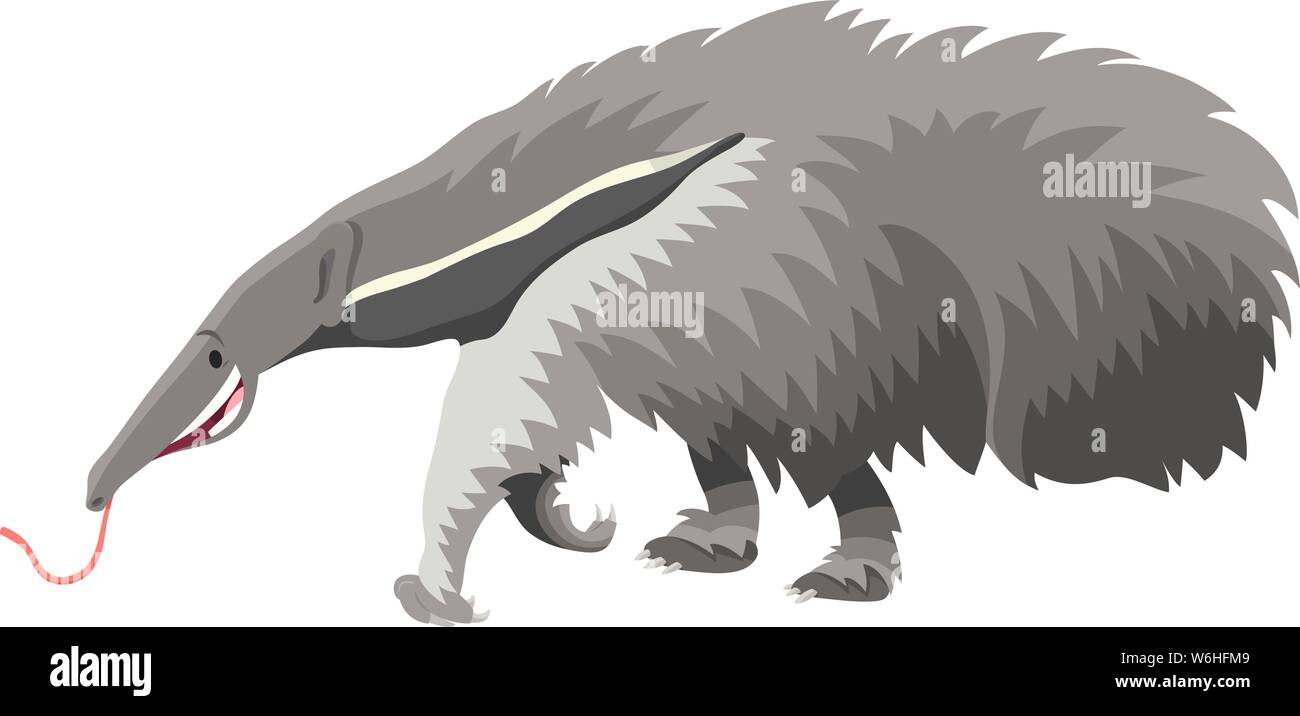 Cartoon illustrazione di Funny Giant Anteater animale selvatico carattere Illustrazione Vettoriale