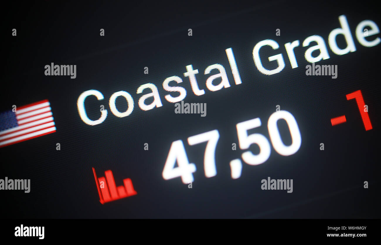 Costiera olio di grado stock exchange indicatore sullo schermo del computer Foto Stock