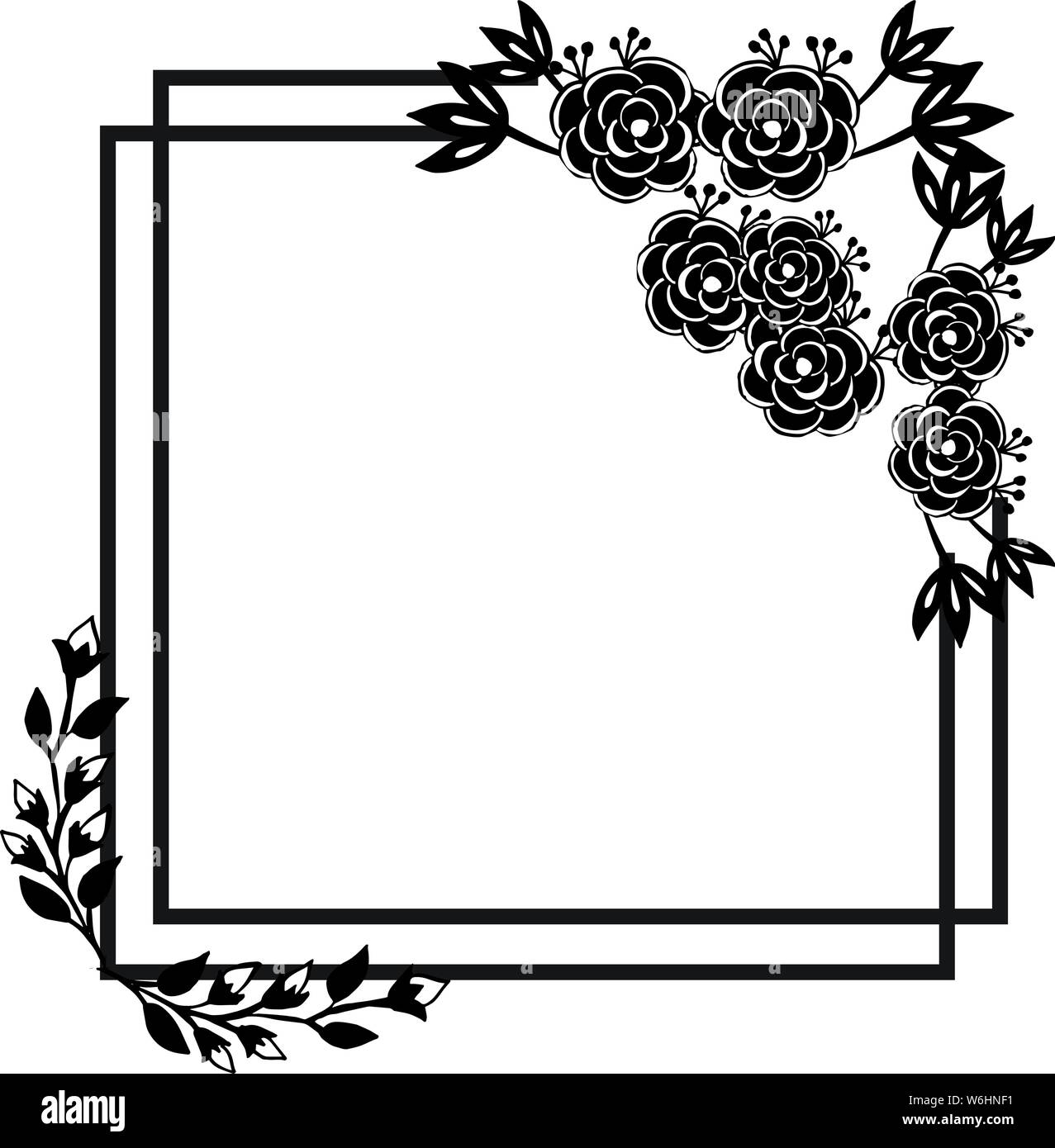 Cornice decorativa, con eleganti fiori e foglie, carta da parati di biglietti di invito. Illustrazione Vettoriale Immagine e Vettoriale - Alamy