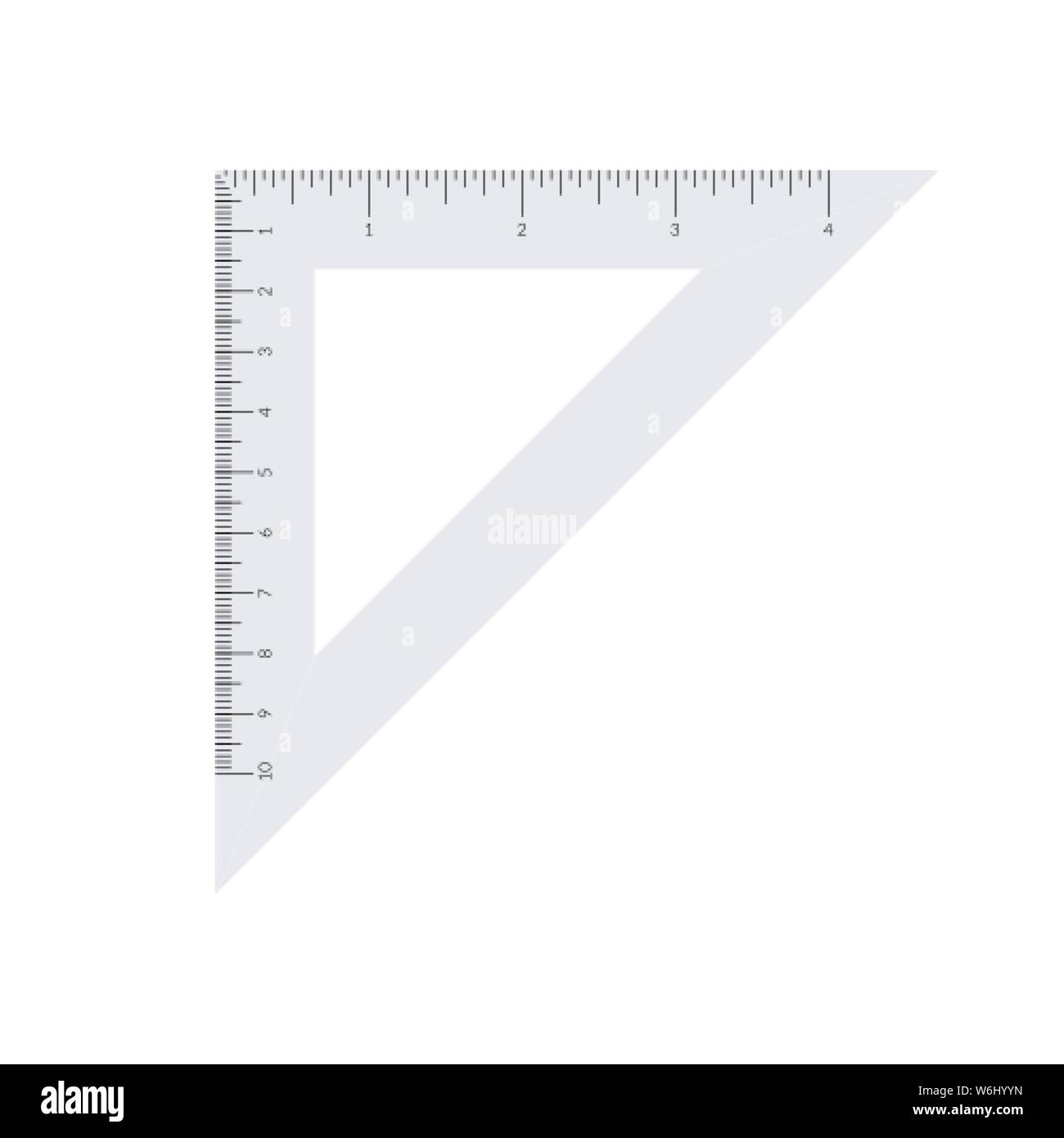 Carta triangolo isoscele con unità di misura metriche e imperiali scala del righello Illustrazione Vettoriale