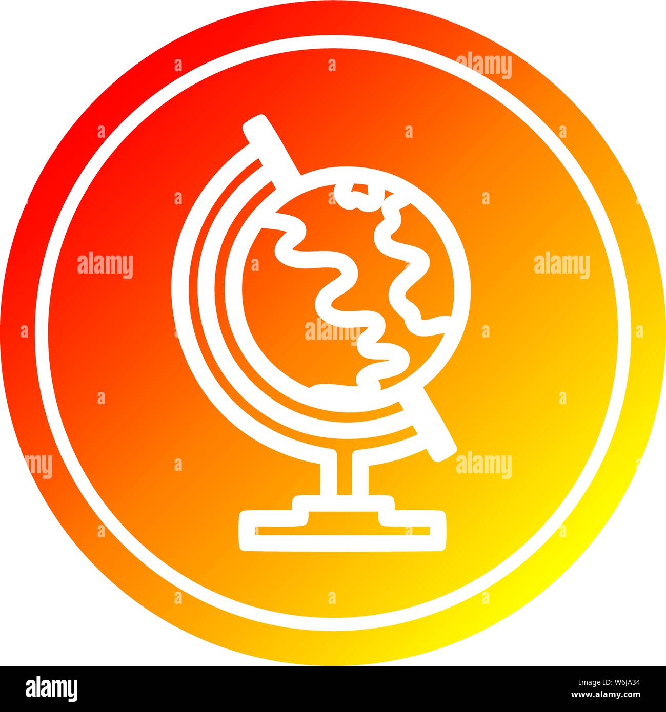 Mappa del globo icona circolare a caldo con finitura a gradiente Illustrazione Vettoriale