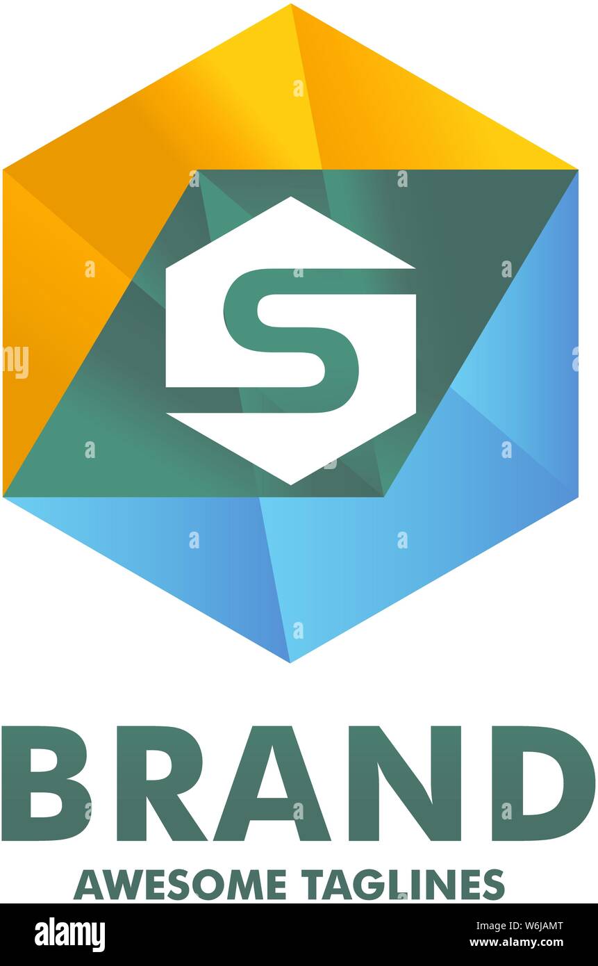 Lettera iniziale s con esagono colore di sfondo logo vettore di concetto Illustrazione Vettoriale