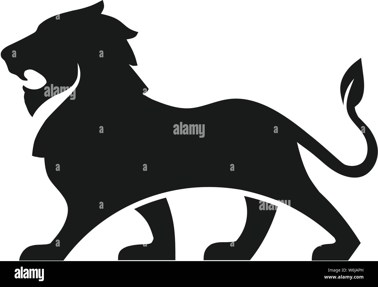 Creative vettore lion logo su sfondo bianco. Silhouette di Lion logo design vector Illustrazione Vettoriale