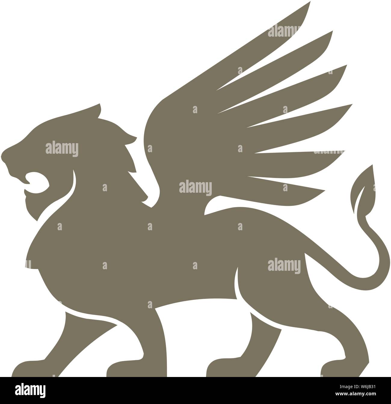 Creative lion logo ala illustrazione vettoriale, Leone alato antichi elementi emblemi Illustrazione Vettoriale