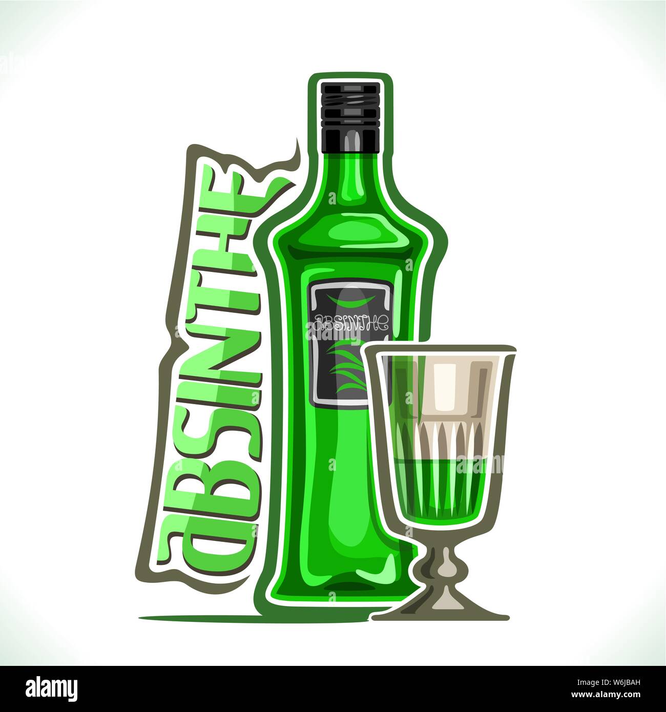 Assenzio alcool liquore bottiglia con verde spruzzo 12963468 Arte  vettoriale a Vecteezy