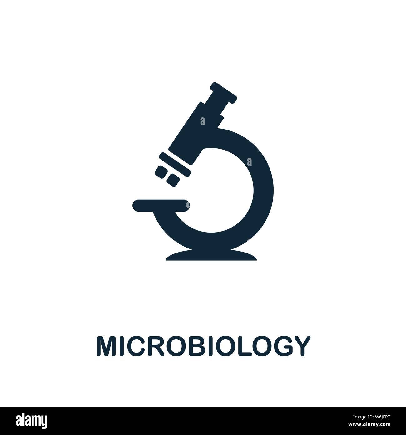Simbolo dell'icona del vettore microbiologico. Segno creativo dalla collezione di icone scientifiche. Icona di microbiologia piatta riempita per computer e dispositivi mobili Illustrazione Vettoriale