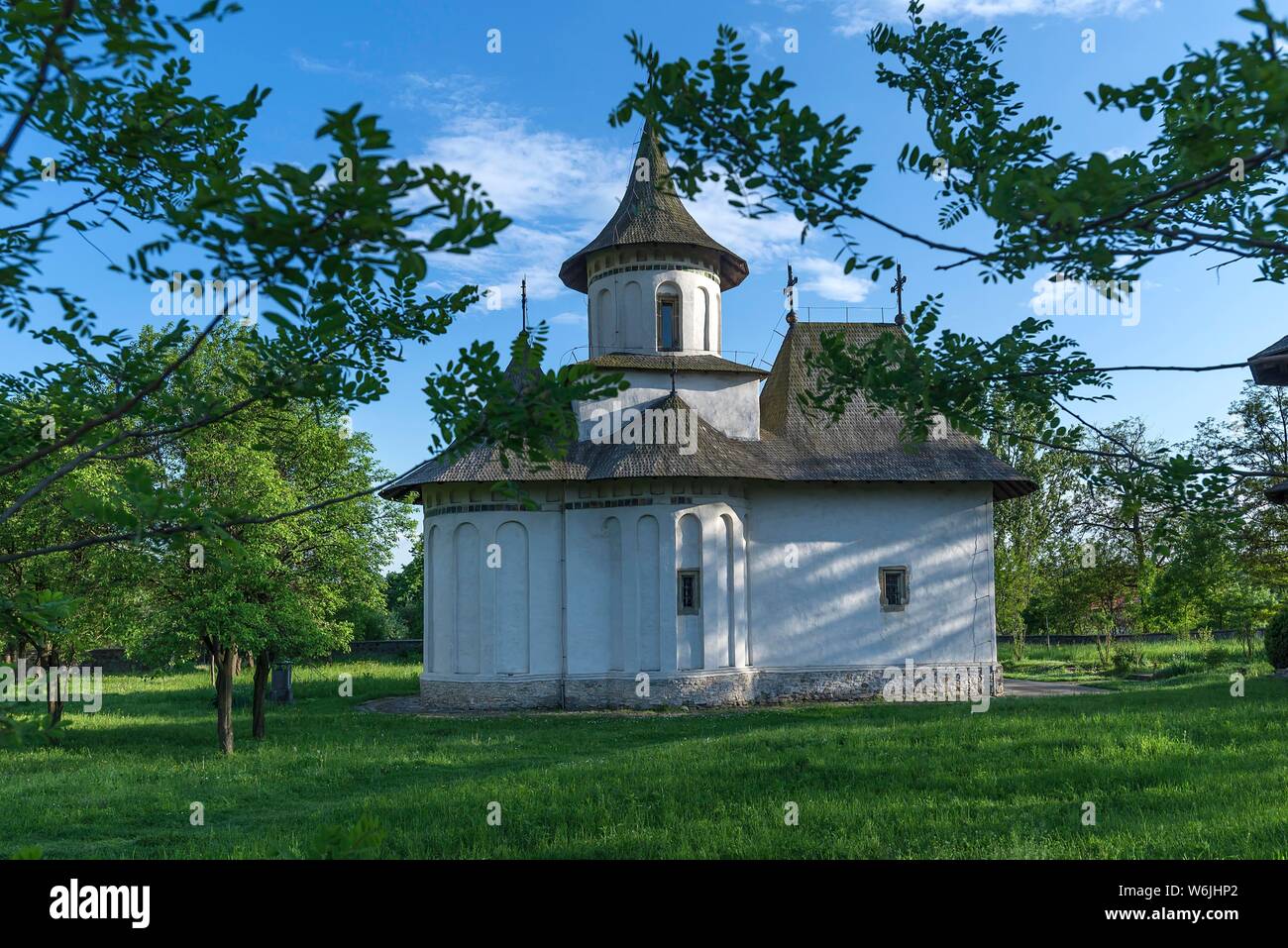 Chiesa dell'Esaltazione della croce, il XV secolo il monastero moldava, Patrauti, Gura Humorului, Romania Foto Stock