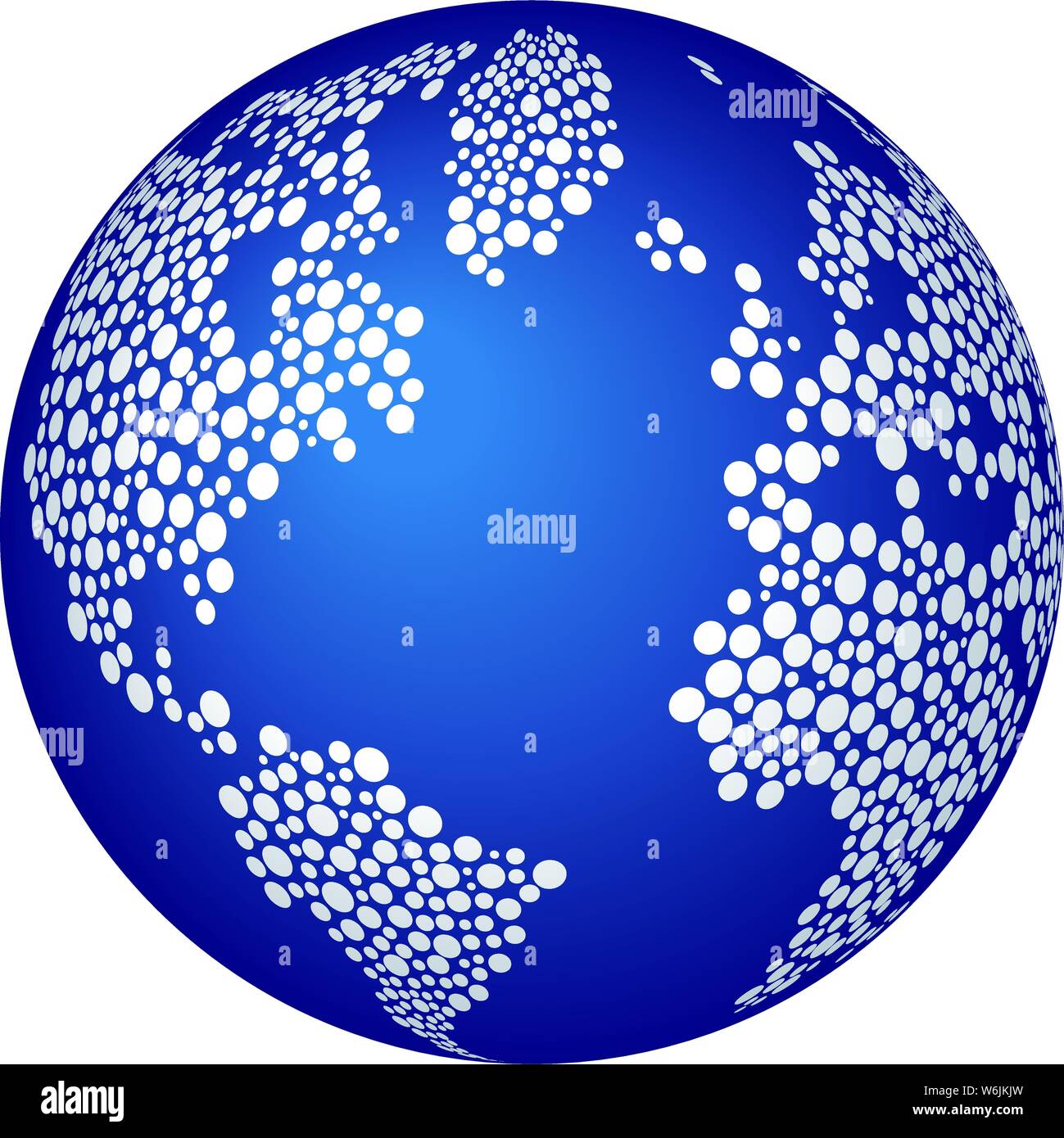 Illustrazione Vettoriale. Punteggiato ristretto mondo immagine mappa in toni di blu. Illustrazione Vettoriale