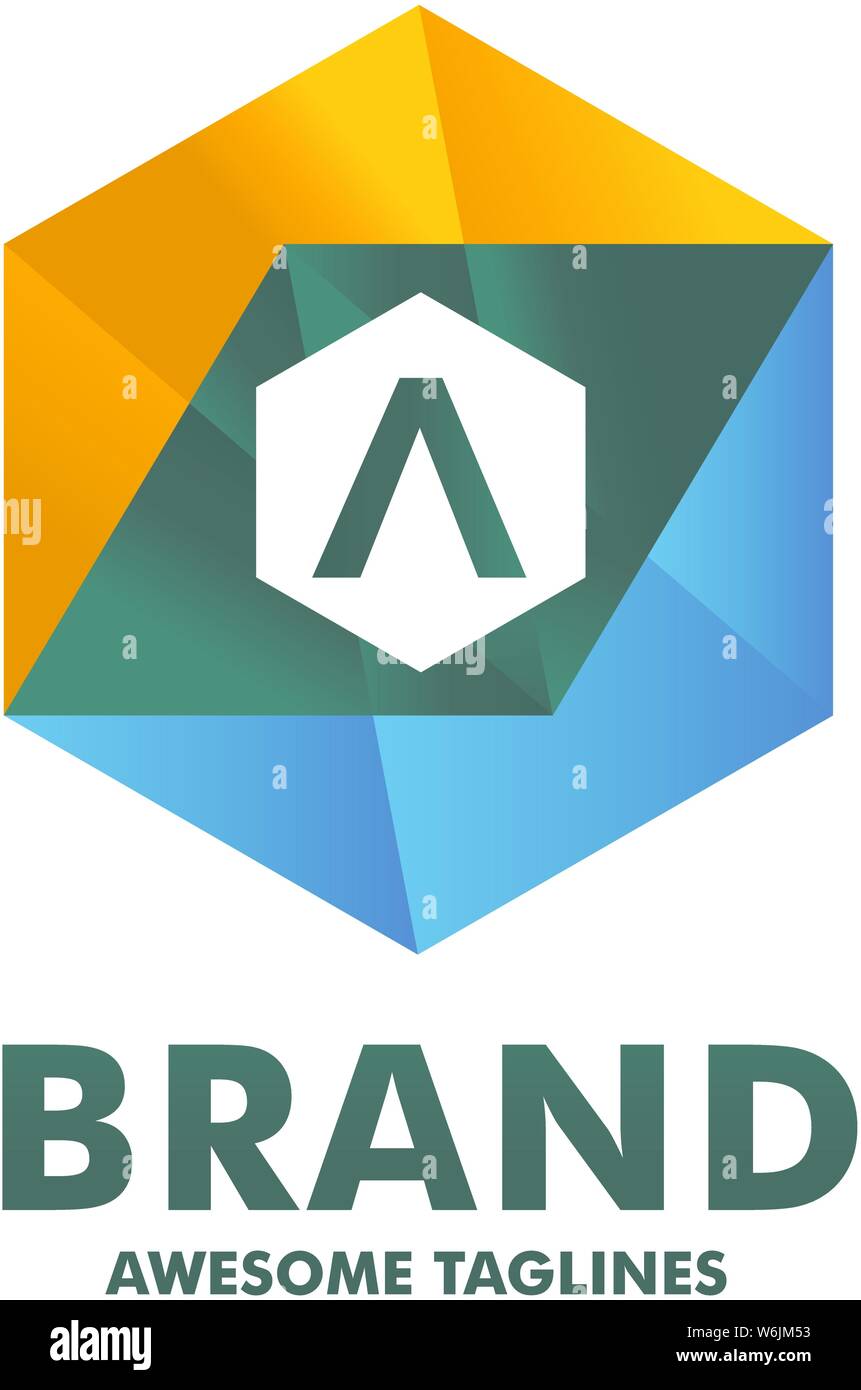 Lettera iniziale di un esagono con il colore di sfondo del logo vettore di concetto Illustrazione Vettoriale