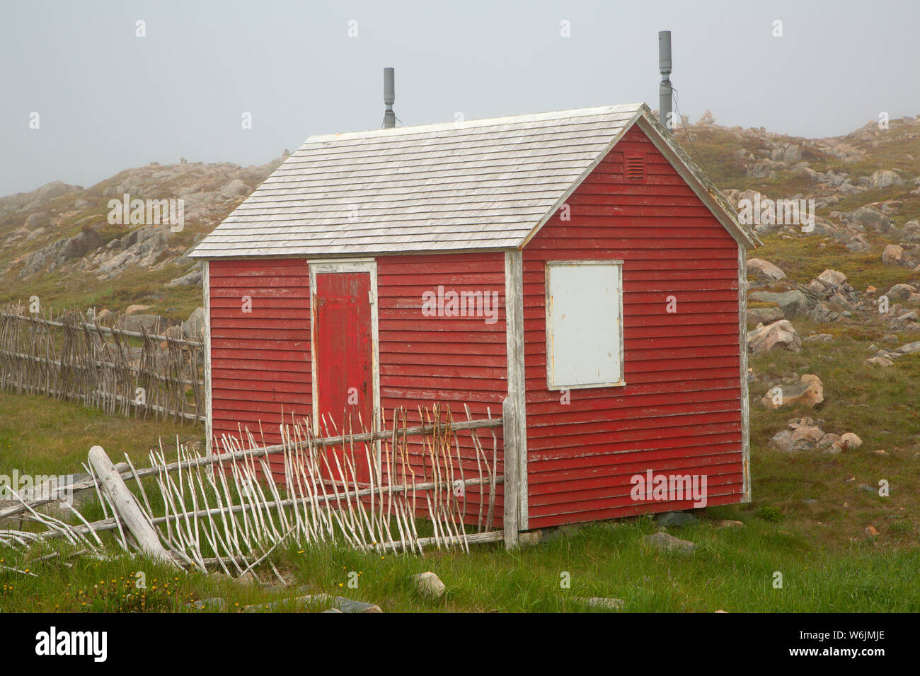 Capo Faro Bonavista shed, Cape Bonavista Lighthouse provinciale sito storico, Terranova e Labrador, Canada Foto Stock