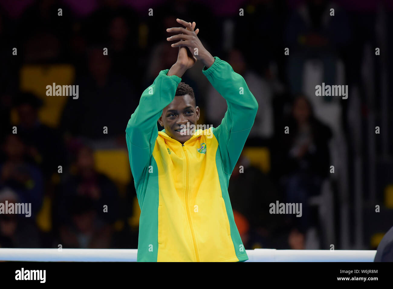 Lima, Perù. 01 Ago, 2019. Il brasiliano Keno Marley Machado vince la medaglia d'argento negli uomini la boxe finale. Giochi Panamericani di Lima 2019. Lima. PE. Credito: Reinaldo Reginato/FotoArena/Alamy Live News Foto Stock